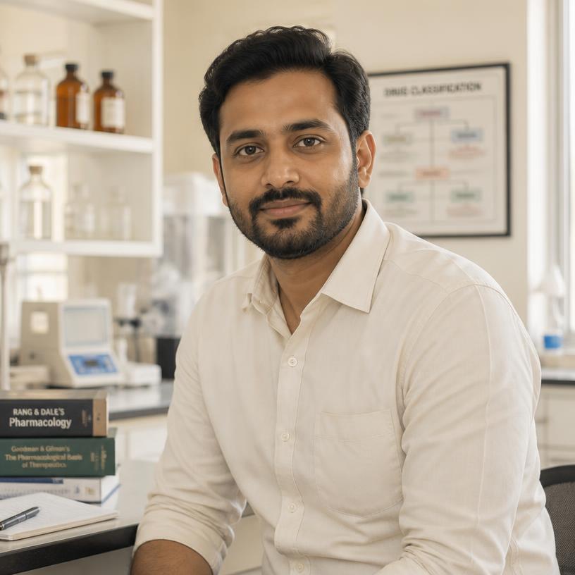 Portrait of Uveraa's clinical pharmacologist in a bright lab